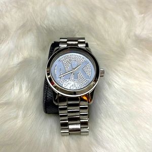 Michael kors silver watch with diamond face